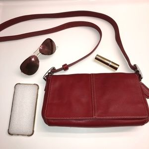 Red Leather Coach Convertible Crossbody